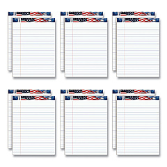 TOPS American Pride Writing Pad, Wide/Legal Rule, Red/White/Blue Headband, 50 White 8.5 x 11.75 Sheets, 12/Pack (75111)