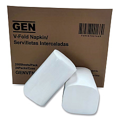 GEN Premium V-Fold Pop-Up Dispenser Napkin, 6.5 x 8.3, White, 250/Pack, 24 Packs/Carton (GENVFN60002V)