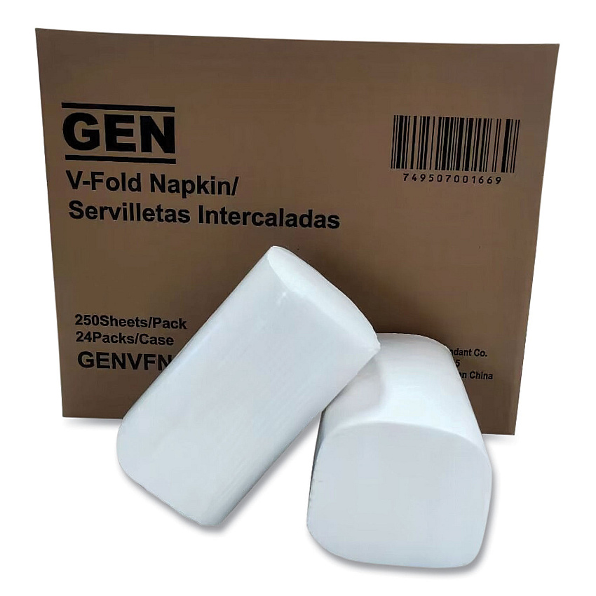 GEN Premium V-Fold Pop-Up Dispenser Napkin, 6.5 x 8.3, White, 250/Pack, 24 Packs/Carton (GENVFN60002V)