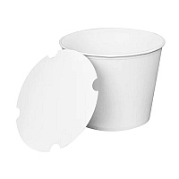 Karat Food Bucket with Lid, 130 oz, 8.46" Dia x 6.6"h, White, Paper, 150/Carton (CFB130WBNDLE)