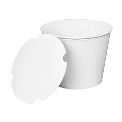 Karat Food Bucket with Lid, 130 oz, 8.46" Dia x 6.6"h, White, Paper, 150/Carton (CFB130WBNDLE)