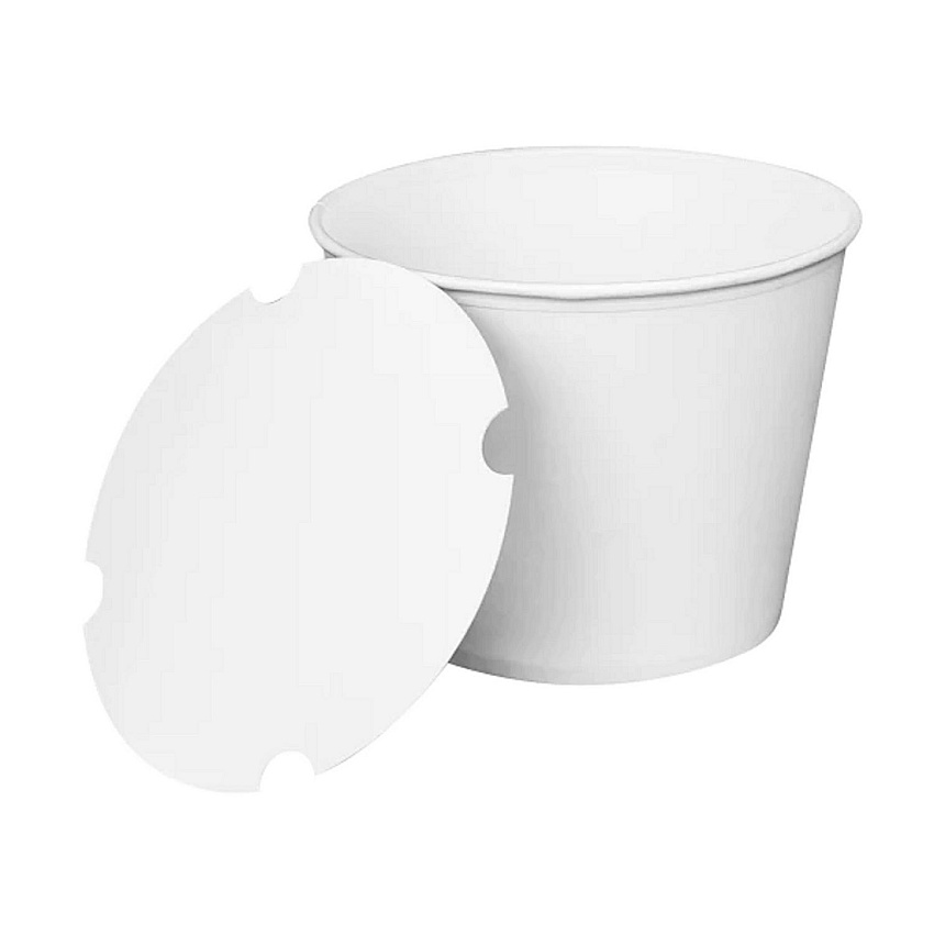 Karat Food Bucket with Lid, 130 oz, 8.46" Dia x 6.6"h, White, Paper, 150/Carton (CFB130WBNDLE)