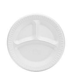 Dart Quiet Classic Laminated Foam Dinnerware, 3 Compartment Plate, 9" dia, White, 500/Carton (9CPWQ)
