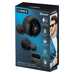 Fisher Vibrant Sound True Wireless Earphones, Black (FTW210K)