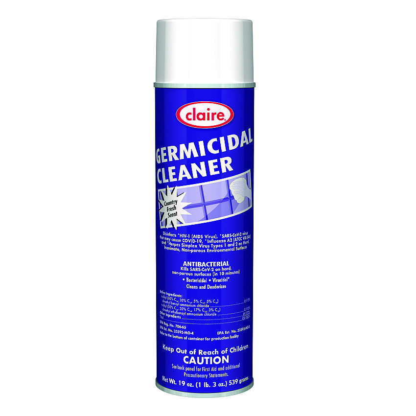 Claire Germicidal Cleaner, Country Fresh Scent, 19 oz Aerosol Spray, 12/Carton (876)