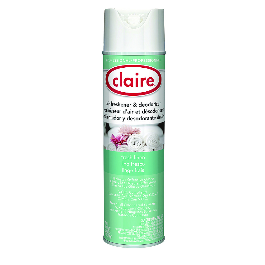 Claire Aerosol Air Freshener and Deodorizer, Fresh Linen, 10 oz Aerosol Spray, 12 Cans (163)
