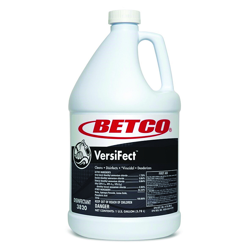 Betco VersiFect Cleaner Disinfectant, Fresh Scent, 1 gal Bottle, 4/Carton (38200400)