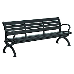 Global Industrial Aluminum Bench with Back, 73 x 22.75 x 30.75, Black (436978BK)