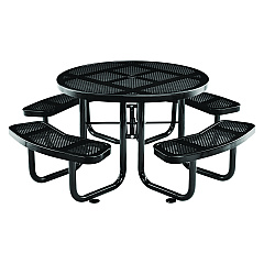 Global Industrial Perforated Steel Picnic Table, Round, 46" Dia x 29.5"h, Black Top, Black Base/Legs (262078BK)