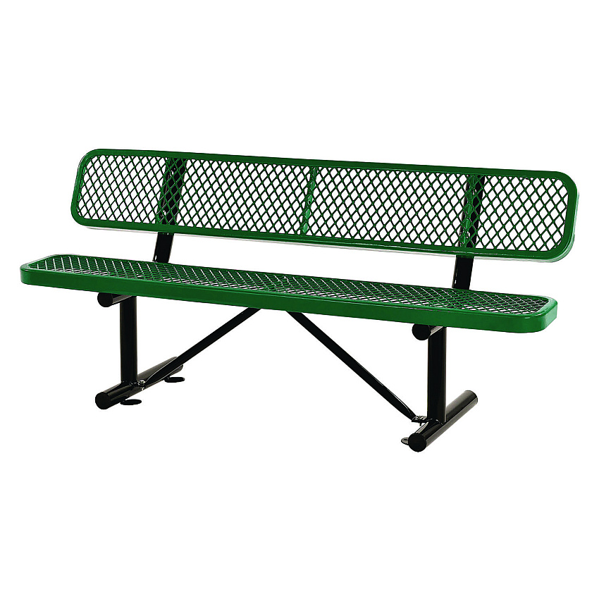Global Industrial Expanded Steel Bench With Back, 72 x 24 x 33, Green (277154GN)
