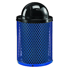 Global Industrial Outdoor Diamond Steel Trash Can, 36 gal, Dome Lid, Blue (261948BL)