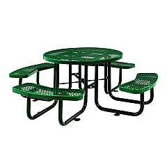 Global Industrial Expanded Steel Picnic Table, Round, 46" Dia x 29.5"h, Green Top, Green Base/Legs (277150GN)