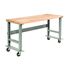 Global Industrial Light Duty Butcher Block Top Adjustable Height Workbench, 800 lbs, 48 x 30 x 36 to 43, Gray (183149A)