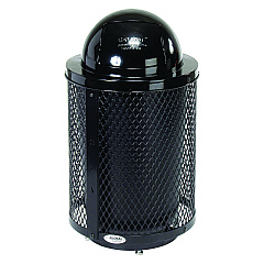Global Industrial Outdoor Diamond Steel Trash Can with Base, 36 gal, Black (261948BKD)
