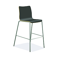 HON Ruck Laminate Stool, Up to 300 lbs, 30" Seat Height, Charcoal Seat, Charcoal Back, Silver Base (RUCK5LSP8)