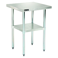 Global Industrial Work Table with Undershelf, Square, 24 x 24 x 35, Silver Top, Silver Base/Legs (319054)