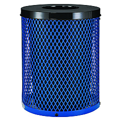 Global Industrial Outdoor Diamond Steel Trash Can, 36 gal, Blue (261924BL)
