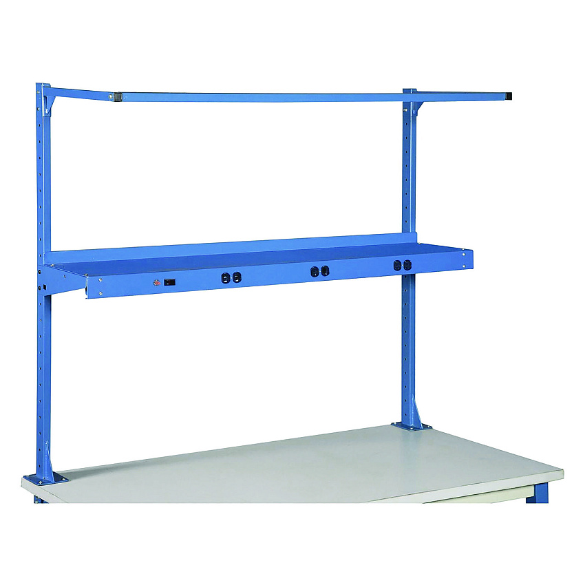 Global Industrial Upper Workbench Shelf, 6 Single Outlets, For Use With 60" Wide Workbenches, 100 lb Weight Capacity (249295ABL)