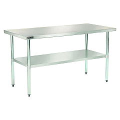 Global Industrial Work Table with Undershelf, Rectangular, 60 x 30 x 35, Silver Top, Silver Base/Legs (319056)