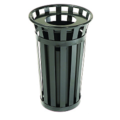 Global Industrial Outdoor Slatted Steel Trash Can, 24 gal, Black (237725BK)
