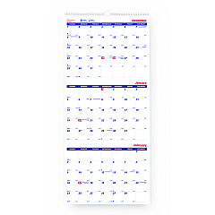 Brownline Three-Month Wall Calendar, 12.25" x 27", White/Blue Sheets, 14-Months: Dec 2024 to Jan 2026 (C171128)