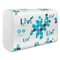 Livi VPG Select Multifold Towel, 1-Ply, 9.45 x 10.55, White, 220 Sheets/Pack, 10 Packs/Carton (50861)