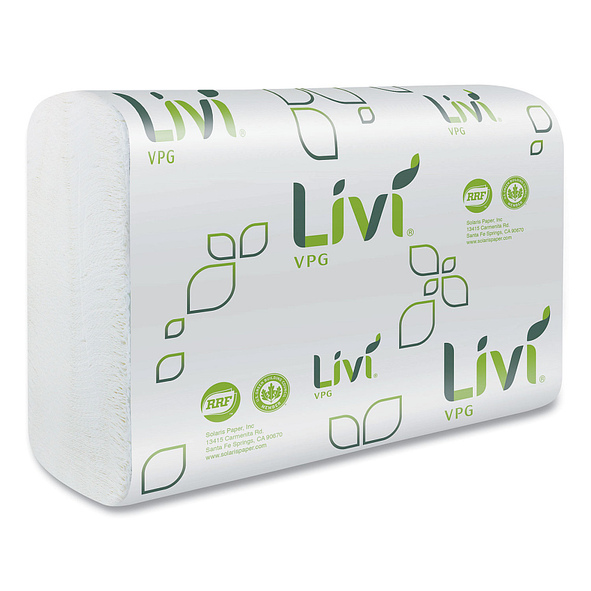 Livi VPG Multifold Towel, 1-Ply, 9.45 x 9.06, White, 250 Sheets/Pack, 16 Packs/Carton (43513)