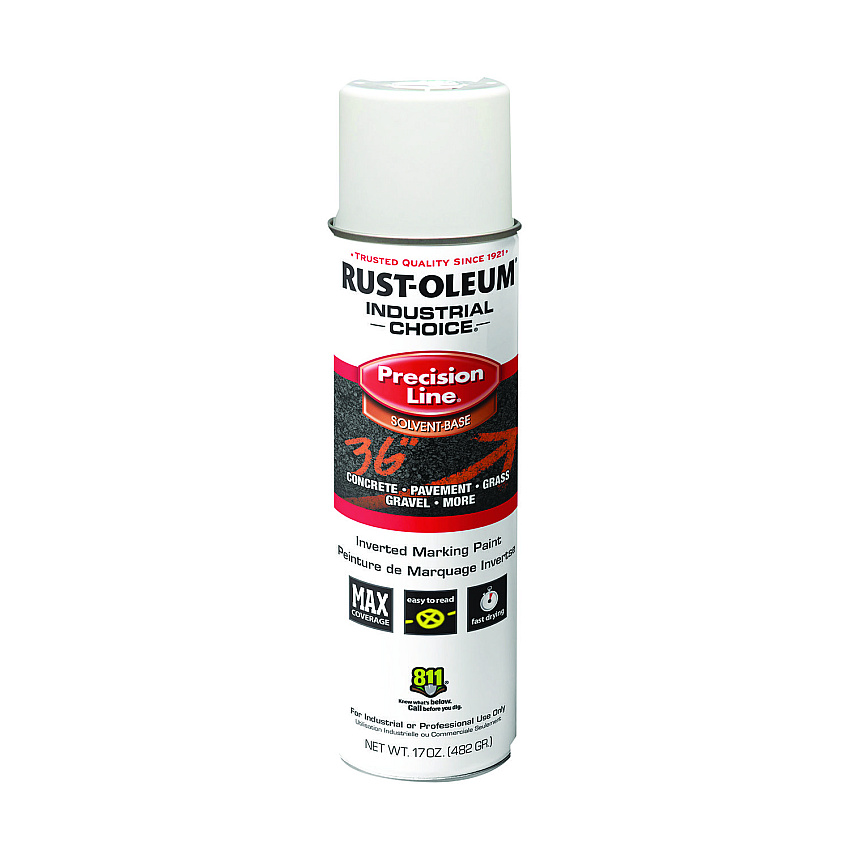 Rust-Oleum Industrial Choice M1600 System Solvent-Based Precision Line Marking Paint, Flat White, 17 oz Aerosol Can, 12/Carton (203030V)
