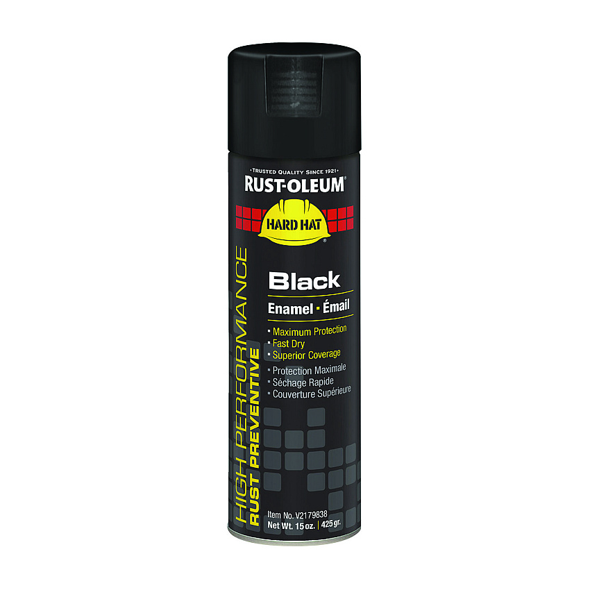 Rust-Oleum Hard Hat High Performance V2100 System Rust Preventive Enamel Spray Paint, Gloss Black, 15 oz Aerosol Can, 6/Carton (V2179838CT)
