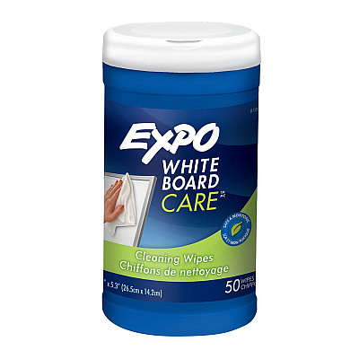 EXPO Dry-Erase Board-Cleaning Wet Wipes, 6 x 9, 50/Container (81850)