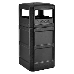 Global Industrial Square Plastic Waste Receptacle, Dome Lid with Open Sides, 42 gal, Black (641414BK)