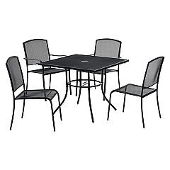 Global Industrial Interion Mesh Cafe Table and Chair Sets, Square, 48 x 48 x 29, Black Top, Black Base/Legs (695973)