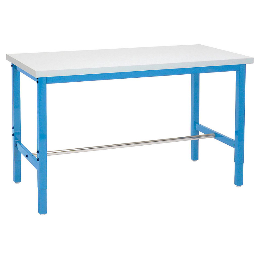 Global Industrial Adjustable Height Heavy Duty Workbenches, 5,000 lbs, 72 x 30 x 31.63 to 43.63, White/Blue (606978BL)