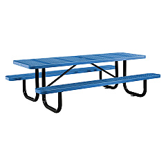 Global Industrial Perforated Steel Picnic Table, Rectangular, 72 x 62 x 29.5, Blue Top, Blue Base/Legs (694555BL)