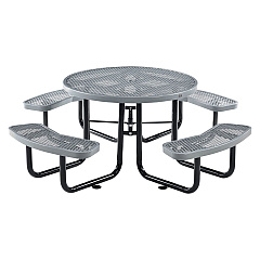 Global Industrial Expanded Steel Picnic Table, Round, 46" Dia x 29.5"h, Gray Top, Gray Base/Legs (277150GY)