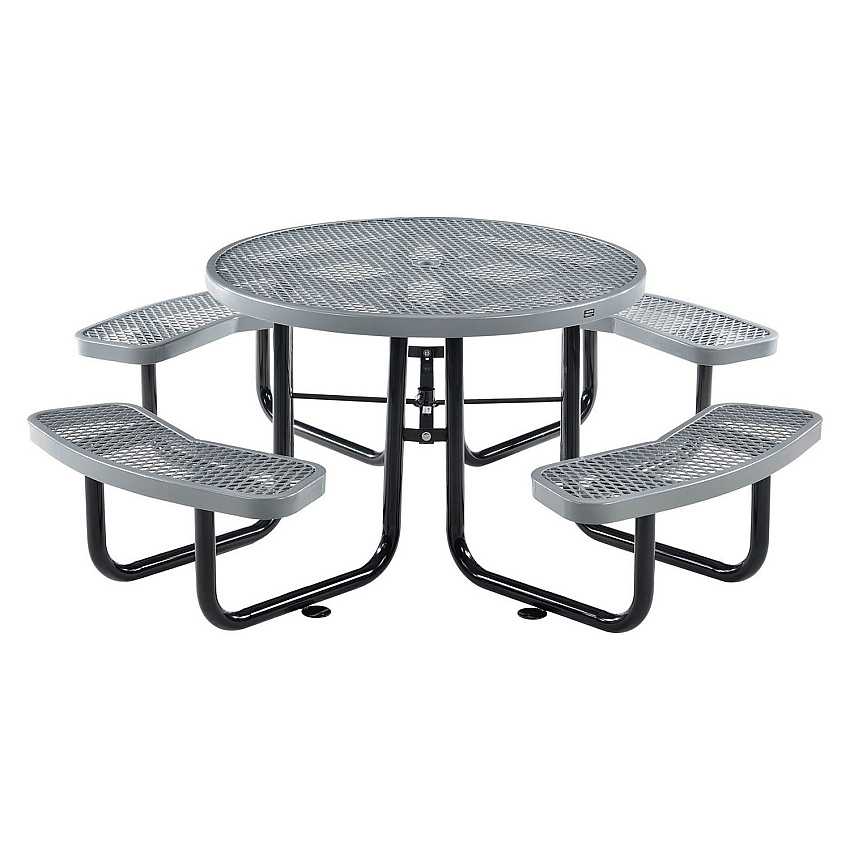 Global Industrial Expanded Steel Picnic Table, Round, 46" Dia x 29.5"h, Gray Top, Gray Base/Legs (277150GY)