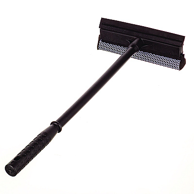 Unger Auto Squeegee, 8" Rubber Blade, 8" Mesh Scrubber, 21" Plastic Handle with Grip, Black (AUSQ0EA)
