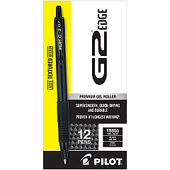Pilot G2 Edge Premium Gel Pen, Retractable, Fine 0.7 mm, Black Ink/Barrel, Dozen (19855)