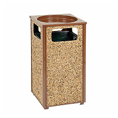 Global Industrial Stone Panel All Weather Trash Receptacle Urn, Open Ashtray Top, 24 gal, Steel, Brown (238243BN)