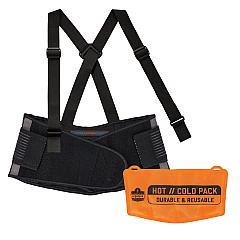 ergodyne Proflex 1675 Back Support Brace with Cooling/Warming Pack, 4X-Large, 52" to 58" Waist, Black (11126)