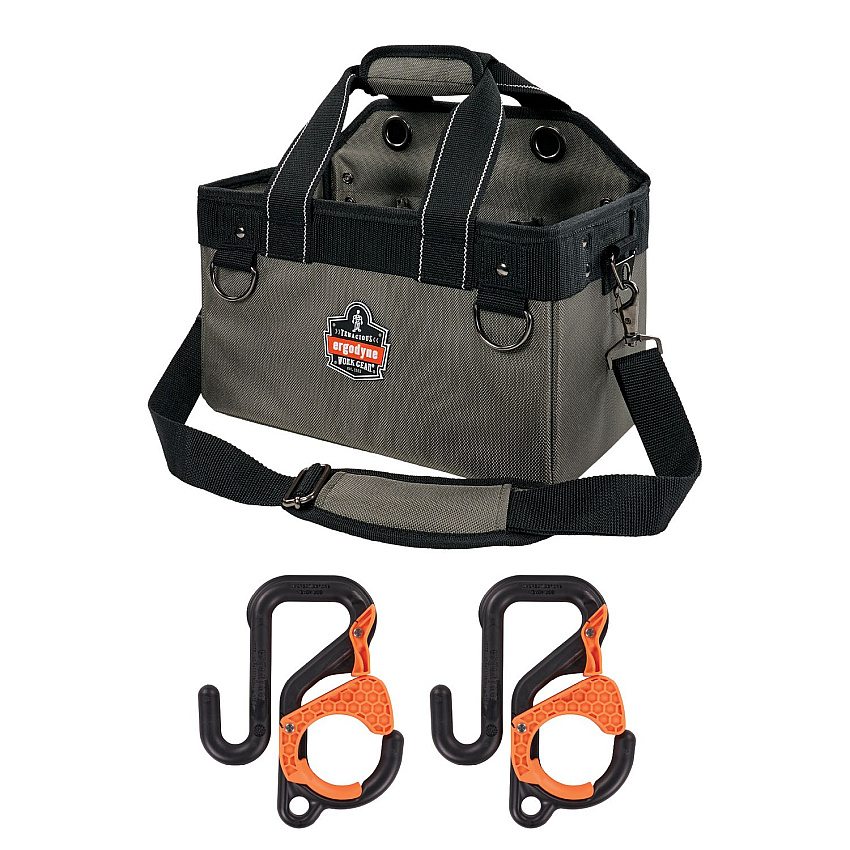 ergodyne Arsenal 5846 Bucket Truck Tool Bag, Locking Aerial Bucket Hooks, 8 Compartments/2 Grommet, 13 x 7.5 x 7.5, Gray (13746)