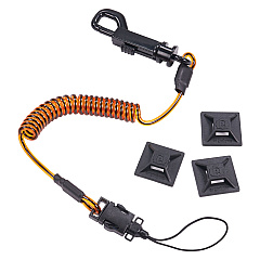 ergodyne Squids 3151 Coil Lanyard Swivel Hook/Detachable Loop, Mini Adhesive Mount, 2 lb Max Working Capacity, 12" Long, Black/Orange (19160)