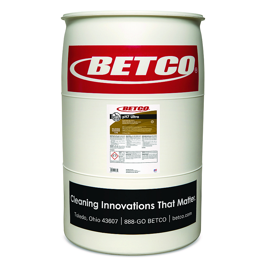 Betco pH7 Ultra Floor Cleaner, Lemon Scent, 55 gal Drum (1785500)