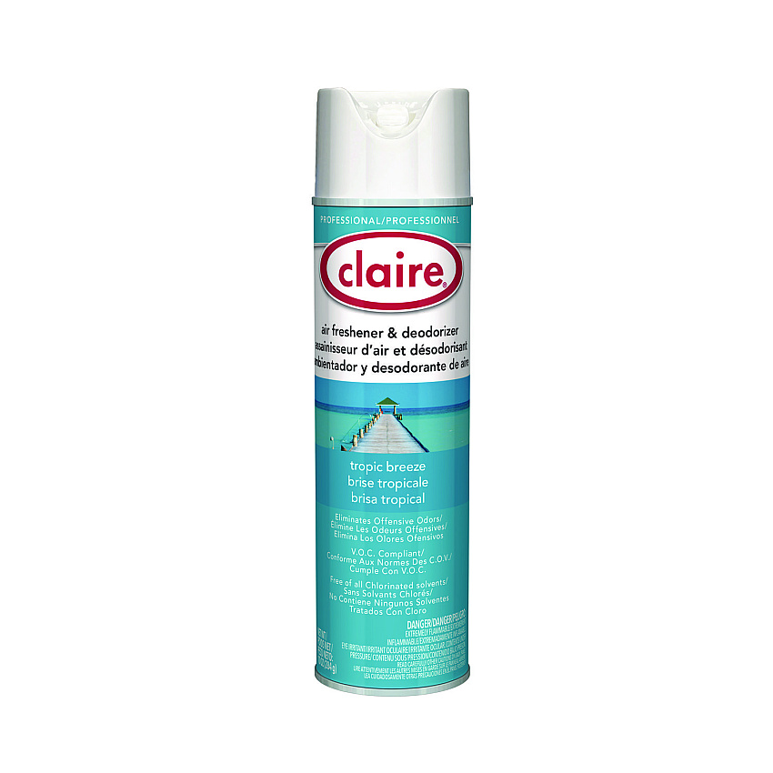 Claire Aerosol Air Freshener and Deodorizer, Tropic Breeze, 10 oz Aerosol Spray, 12 Cans (165)
