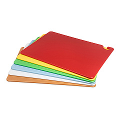 San Jamar Cut-N-Carry Color Cutting Board with Molded-In Ruler, Assorted Colors, 6/Pack (CB1824KC)