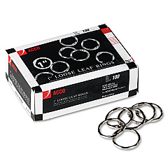 ACCO Metal Book Rings, 1" Diameter, 100 Rings/Box (72202)