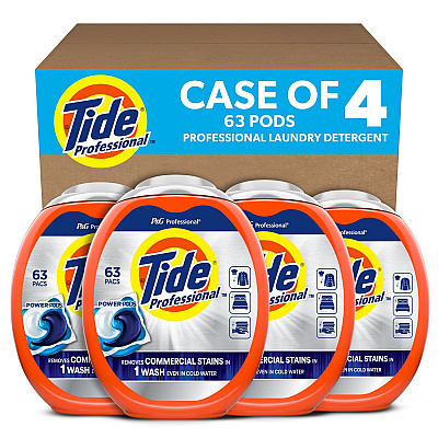 Tide Commercial Power PODS Laundry Detergent, 63 Liquid Pods/Tub, 4 Tubs/Carton (14117)