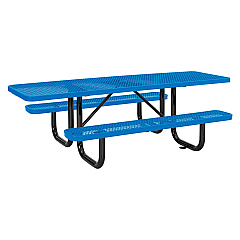 Global Industrial ADA Compliant Expanded Steel Picnic Table, Rectangular, 96 x 60 x 29.5, Blue Top and Base (695289BL)