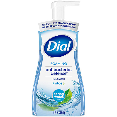 Dial Antibacterial Foaming Hand Wash, Spring Water, 10 oz Pump Bottle, 8/Carton (34739)