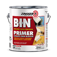 Zinsser BIN Shellac-Base Interior and Spot Exterior Primer, Flat White, 1 gal Bucket/Pail, 2/Carton (320991CT)